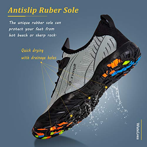 Quick-Dry Water Shoes for Men & Women - Light Gray, Size 12 Women/10.5 Men