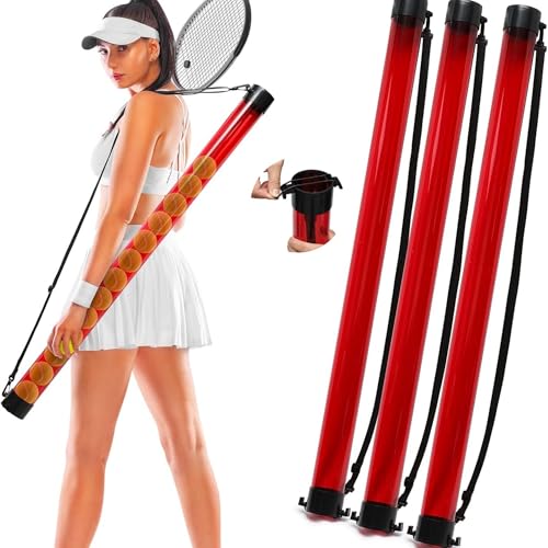 Tennis Ball Pickup Tube - 3 Pcs Red Holder for 18 Balls