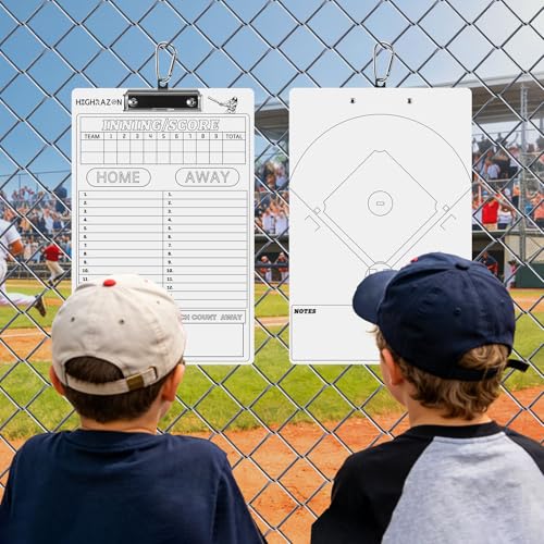 Baseball Coaches Clipboard - Double-Sided Dry Erase Whiteboard with Marker - White