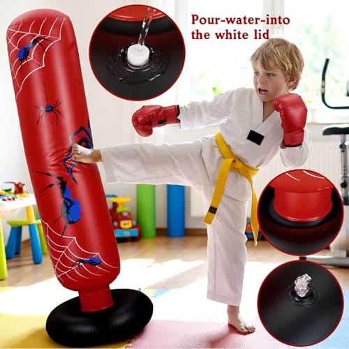 Kids Inflatable Punching Bag with Boxing Gloves & Air Pump - Training & Fun Equipment