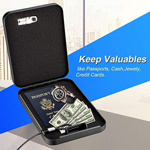 Portable Gun Safe with Key Lock - Travel Lock Box, Black