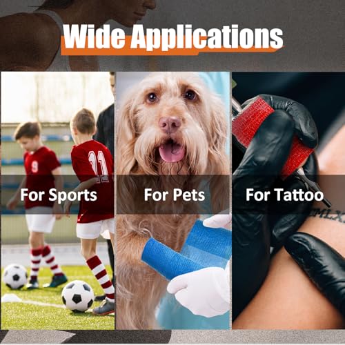 Self-Adhesive Bandage Wrap - 2-Inch Elastic Athletic & Vet Wrap, Multi-colored
