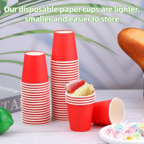 Wuada 3 oz Mouthwash Cups, Red 100 Count - Small Disposable Paper Cups
