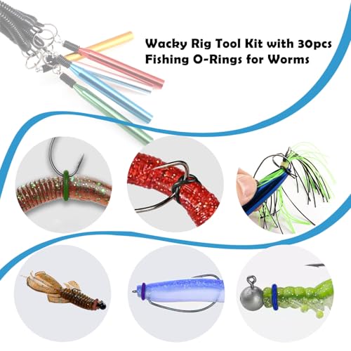 Wacky Rig Tool with 30 O-Rings for Bass Fishing - Green