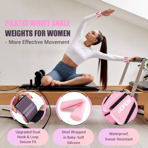 UOPON Pink 2 lb Wrist & Ankle Weights Set, Adjustable Silicone Core 1 lb each
