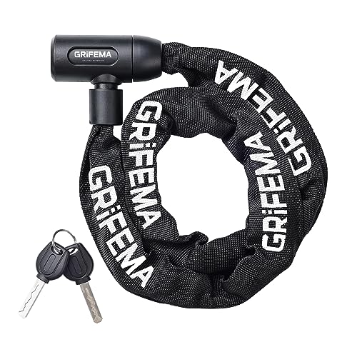 GRIFEMA Zinc Keyed Bike Chain Lock 4FT Heavy Duty Anti-Theft Steel with Protective Sleeve