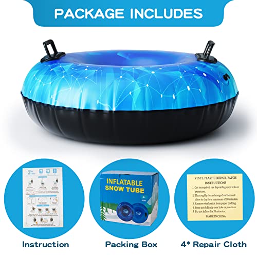 40 Inch Snow Tube - Heavy Duty Inflatable Sled for Kids & Adults