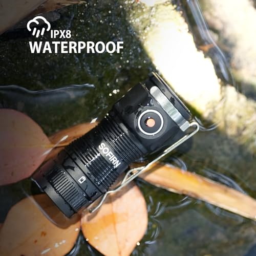 Sofirn SC13A Mini Rechargeable LED Flashlight 1300 Lumens, IP68 Waterproof, Compact EDC Torch with Locking & USB-C Charging