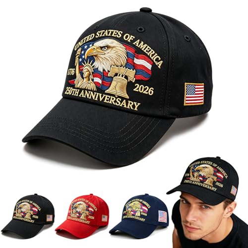Rotamora 250th Anniversary USA Baseball Cap for Men & Dad - Black #2 (1776-2026)