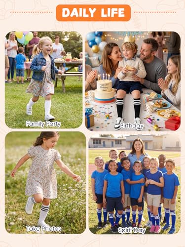 Kids Knee High Socks - Seamless Cotton Long Socks for School Spirit Week - Hot Pink, 6-9 Years