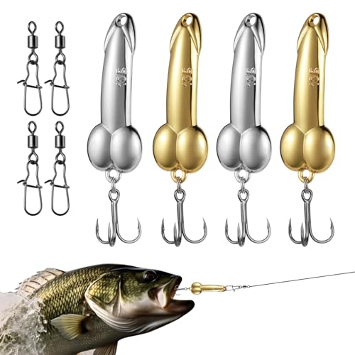 10g Zinc Alloy Spoon Lures with Treble Hooks - 4Pcs Fishing Tackle