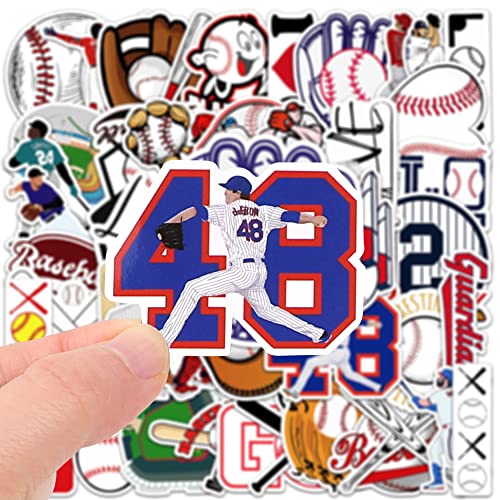50-Piece Baseball Sticker Set - Waterproof Vinyl Decals for Sports Fans