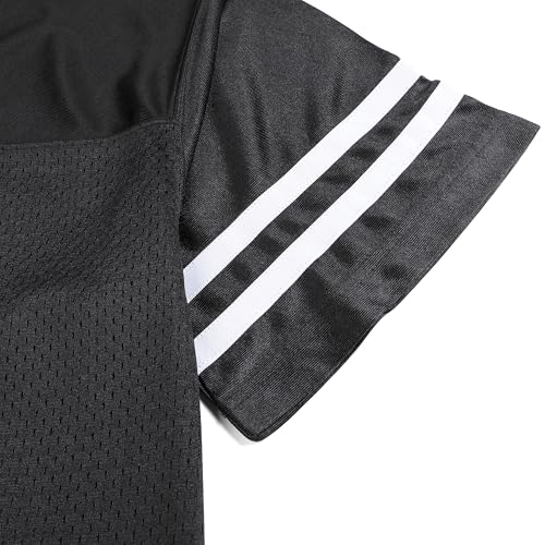 Pullonsy White Stripe Black Large Replica Football Jersey - Men’s Unisex Sport Shirt