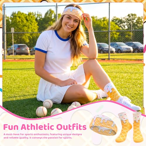 Ice Cream Sports Headband and Sock Set - White