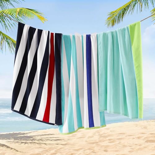 Tommy Bahama Beachside Navy/Red 2 Pack Cotton Velour Beach Towels 36x68