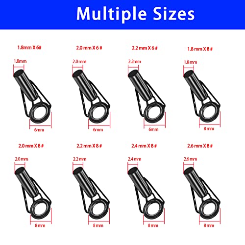 8-Piece Fishing Rod Tip Repair Kit - Stainless Steel Ceramic Guide Rings