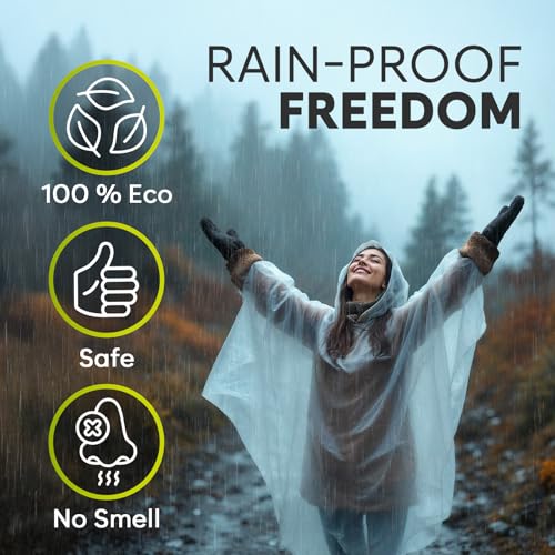 Disposable Rain Ponchos for Adults and Kids - Clear Emergency Rain Gear