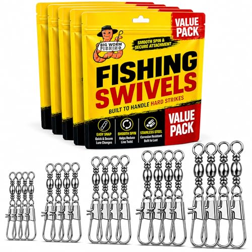 Fishing Swivel and Snap Variety Pack - 25 Piece Carbon Steel Set