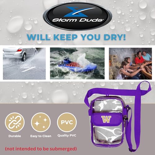 Storm Duds 10” Transparent Pouch Hands-Free Purse - NCAA-Compliant See-Through Bag (Washington Huskies)