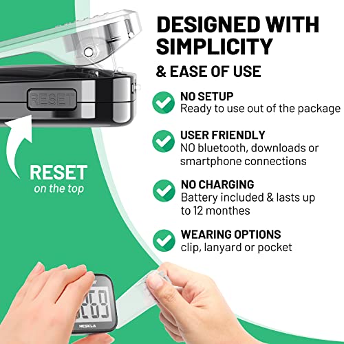 3D Pedometer Step Counter with Large LCD Display & Clip