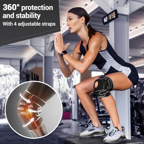 Knee Brace with Side Stabilizers & Gel Pads for Pain Relief - Large