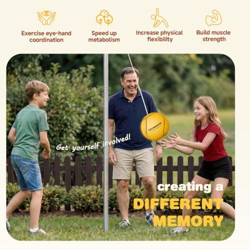 Tetherball Ball and Rope Set for Kids & Adults - Classic Yellow