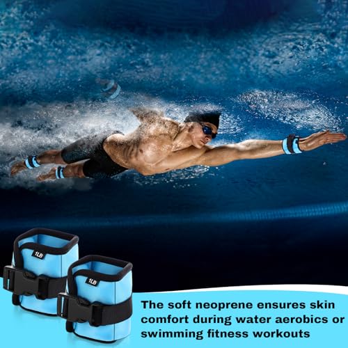 Ankle Wrist Weights for Exercise - 2 Pairs, 1lb, Blue