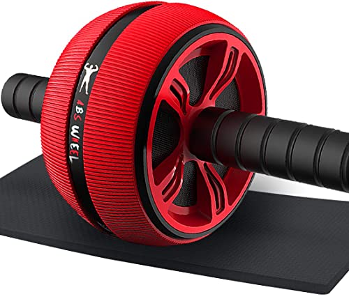 Ab Roller Wheel for Core Strength Training - Red with Knee Pads