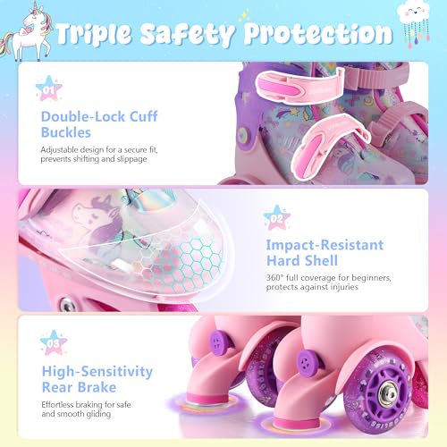 Kids Roller Skates for Boys & Girls, Adjustable Toddler | Tri-Wheel