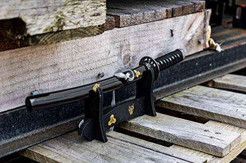 Master BladesUSA Stainless Steel Letter Opener Sword with Black Lacquer Scabbard - Historical Short Sword Replica, Cord Handle, Display Stand