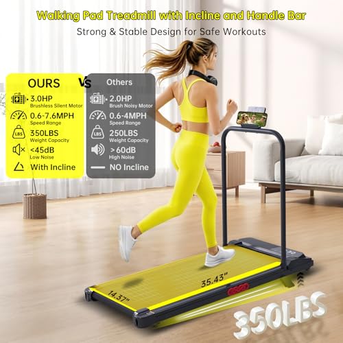 Portable Under Desk Treadmill with Handlebar & Incline - V300-WCJ