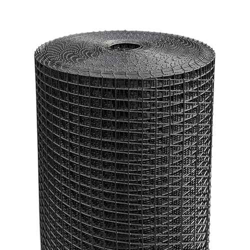 Hardware Cloth 1/2 inch, Chicken Wire Mesh Roll, 24'' x 50' 19 Gauge - Black Vinyl Coated Wire Fence Roll, Welded Wire Fencing, Mesh & Wire Cloth, Garden Fence