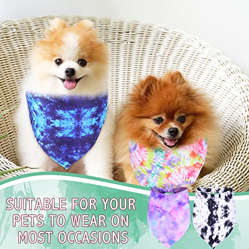 Weewooday 20 Pcs Tie-Dye Dog Bandanas Set, L Size – Reusable Polyester Triangle Scarves