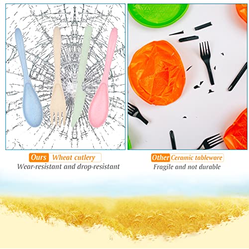 Reusable Wheat Straw Cutlery Set - 12 Pieces Travel Utensils - Style1
