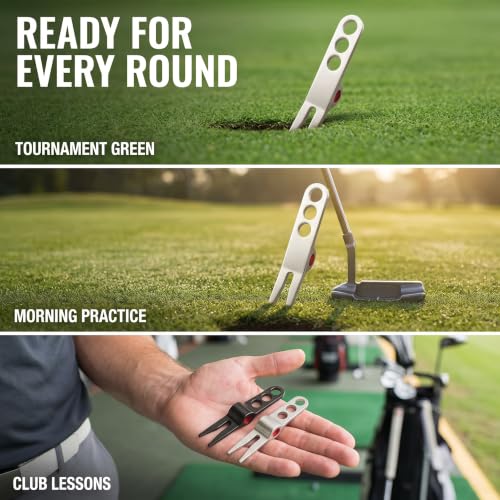 Juroicessry Silver Golf Divot Repair Tool with Folding Handle