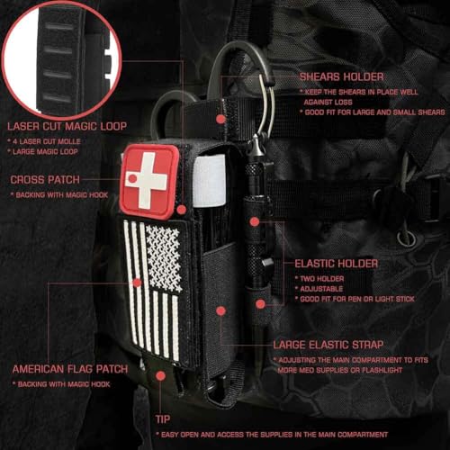VIIDOO Black 1000D Laser Cut Molle Tourniquet Holder Tactical Pouch