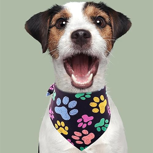 PET SHOW Medium Paw Print Dog Bandanas 50 Pack - Adjustable, Breathable Polyester, Perfect for Small & Medium Dogs & Cats - Paw Pattern Accessories