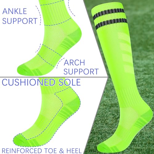 Kids Soccer Socks Boys & Girls 7-10 Years 6 Pairs Unisex Knee High Sports Socks