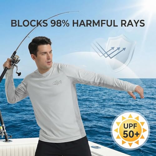 Men's Quick-Dry Fishing Shirt - UPF 50+ with Mesh Panels - Large Gray