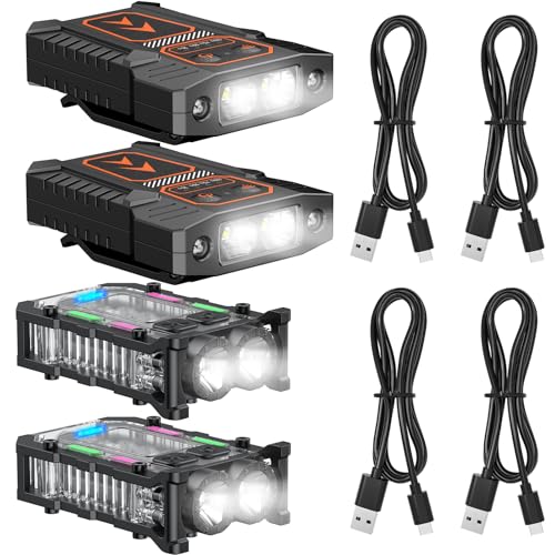 Pawfly 4-Pack Hat Clip LED Flashlight, USB Rechargeable Night Light