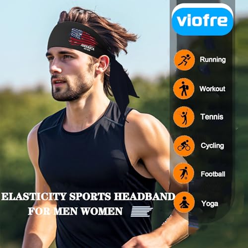 American Flag Adjustable Head Tie Headband for Sports