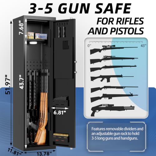 Long Gun Safe for 5 Scoped Rifles & Shotguns - Black