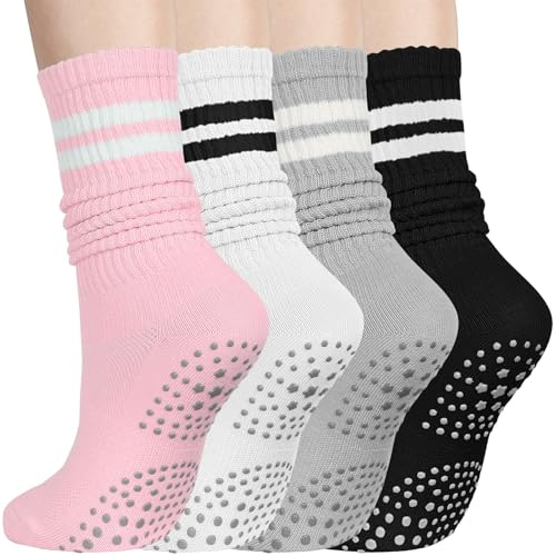 Grip Socks for Women - Slouchy Crew Yoga & Pilates Socks