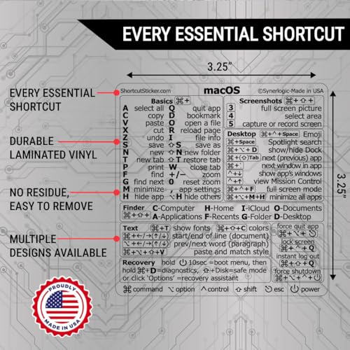 MacBook Keyboard Shortcuts Sticker - 2 Pack, Clear