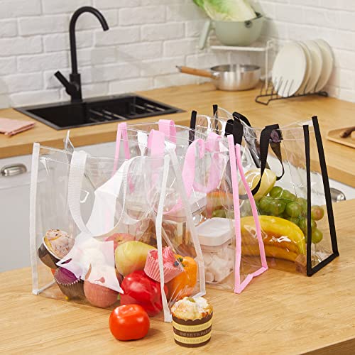 Clear PVC Tote Bags Bulk - 20 Pack Mixed Color, 12x12x6 inch