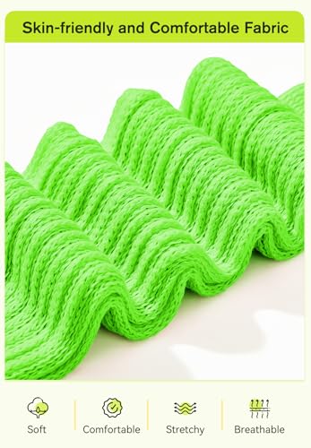 Neon Slouch Socks for Women - 80s 90s Style Knee High Scrunch Socks - Green
