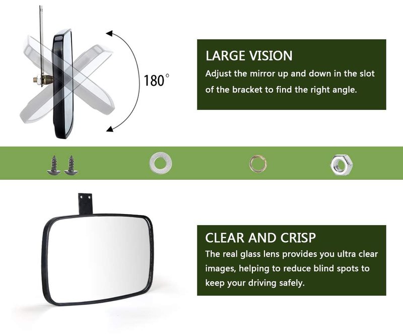 10L0L Universal Golf Cart Rear View Mirror - Adjustable Wide Angle for EZGO, Yamaha, Club Car, Easy Mount Kit