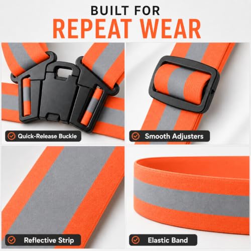 TARANDUS Orange Reflective Safety Vest - Adjustable High Visibility Harness for Running, Cycling & Work