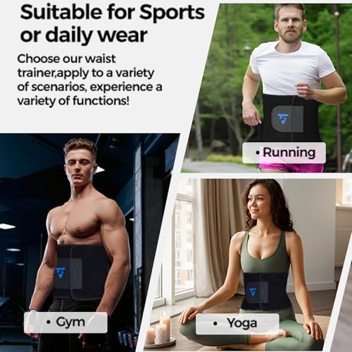 Waist Trimmer Belt for Men & Women - Solid Black, Medium Size