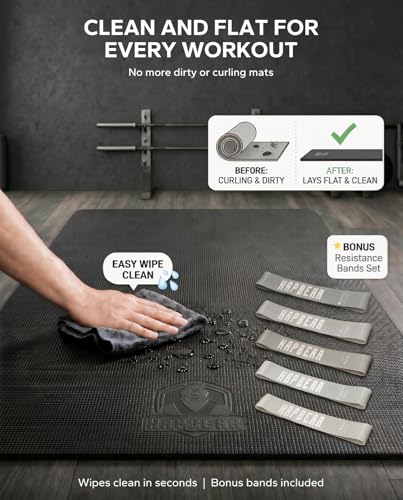 Large Non-Slip Exercise Mat - High Density 7'×5' - Thick Workout Mat for Home Gym